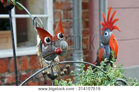Bremen, Germany - 07 23 2015 - Decoration Sculptures In Medieval Street Schnoor In The Centre Of The