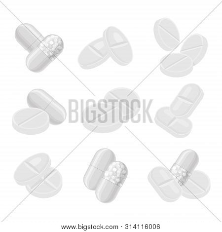 Pills And Drugs Compositions Vector White Realistic Icon Set