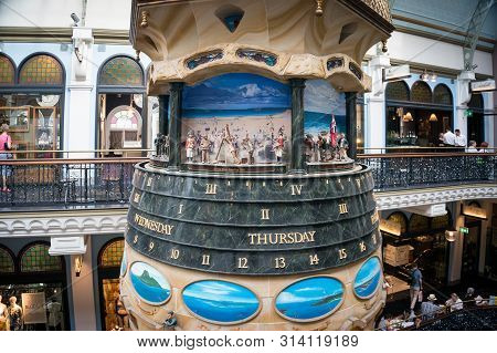 Sydney, Australia - November 22, 2014: Close Up Of Scene In The Great Australian Clock In Queen Vict