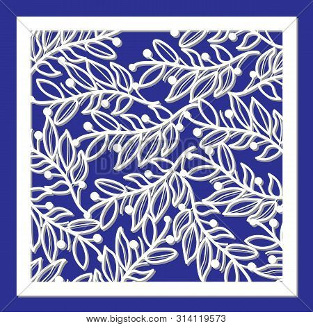 Template For Laser Cutting And Plotter. Flowers, Leaves For Decoration. Vector Illustration, Plotter