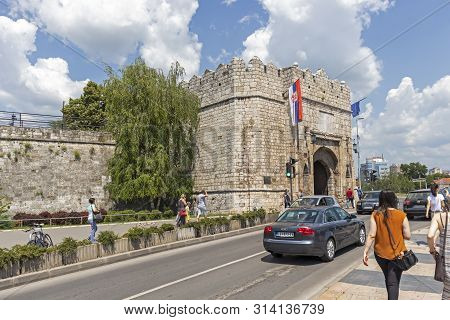 Nis, Serbia - June 15, 2019:  Outside View Of Stambol (istanbul) Gate At Fortress And  In City Of Ni