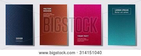 Colorful Covers Linear Design. Geometric Lines Patterns With Edges, Angles. Abstract Backgrounds For