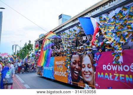 Warsaw, Poland. 8 June 2019. Warsaws Equality Parade.the Largest Gay Pride Parade In Central And Eas