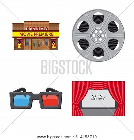 Vector Illustration Of Cinema And Theater Symbol. Set Of Cinema And Entertainment Stock Vector Illus