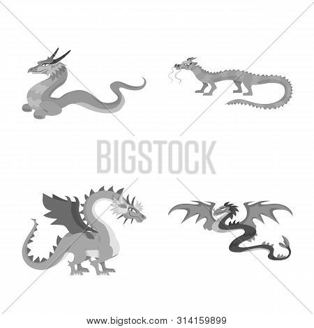 Vector Illustration Of Wild And Mythical Sign. Set Of Wild And Halloween Vector Icon For Stock.