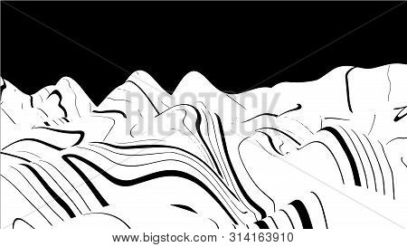 Topographic Map Wave. Horizontal Lines Stripes Pattern Or Background With Wavy Distortion Effect. Ar