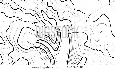 Topographic Map Wave. Horizontal Lines Stripes Pattern Or Background With Wavy Distortion Effect. Ar