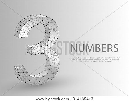 Number Three Low Poly Abstract Illustration Consisting Of Points, Lines, And Shapes In The Form Of P