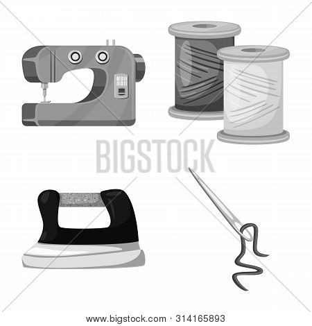 Isolated Object Of Dressmaking And Textile Sign. Set Of Dressmaking And Handcraft Vector Icon For St