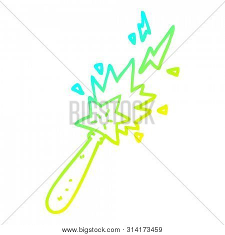 cold gradient line drawing of a cartoon magic wand