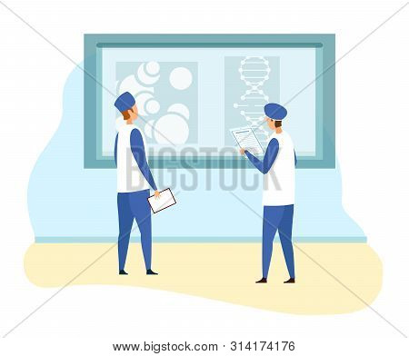 Medical Specialists Examine Genetic Experiment Report. Nanotechnology Biochemistry, Human Genome Dna