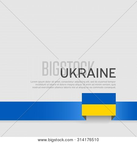Ukraine Flag Background. Ribbon Colors Of Ukraine Flag On White Background. National Poster. Vector 