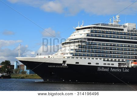 Velsen, The Netherlands - July 7th 2019: Ms Nieuw Statendam Operated By Holland America Line On Nort