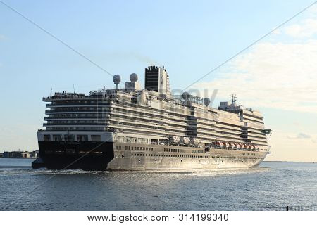 Ijmuiden, The Netherlands - July 7th 2019: Ms Nieuw Statendam Operated By Holland America Line Leavi