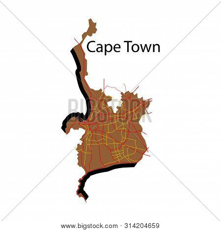 Flat Icon Map Of Capetown. Continent, Geography, Graphic,