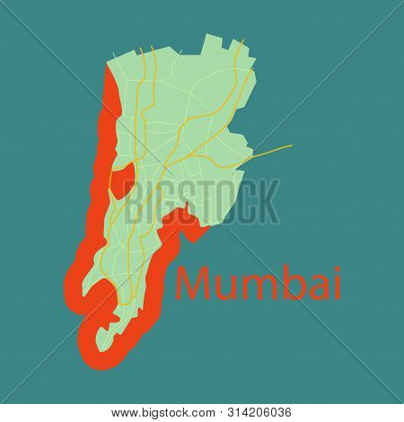 Flat Icon Map Of Mumbai. Continent, Geography, Graphic,