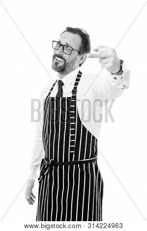 Really Do Not Care. Awful Service. Man Arrogant Rude Barista Show Middle Finger. Annoyed Barista. Ha