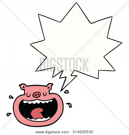 cartoon obnoxious pig with speech bubble