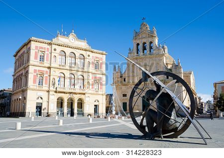 Grammichele, Sicily, Italy. 3rd January 2019. The Beautiful Hexagonal Central Square Of Grammichele 