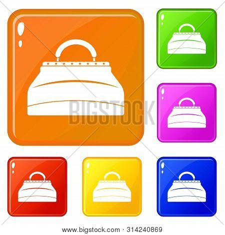 Carpetbag Icons Set Collection Vector 6 Color Isolated On White Background