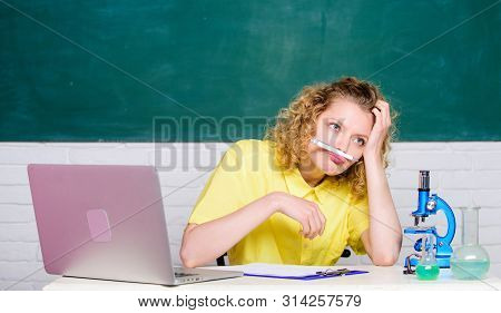 Stressful Student Life. Stressful Day. Teacher Stressful Occupation. Girl Emotional With Laptop And 
