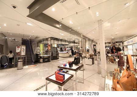 Paris France - May 23, 2019: Unidentified People Visit Le Bhv Marais Department Store Paris France