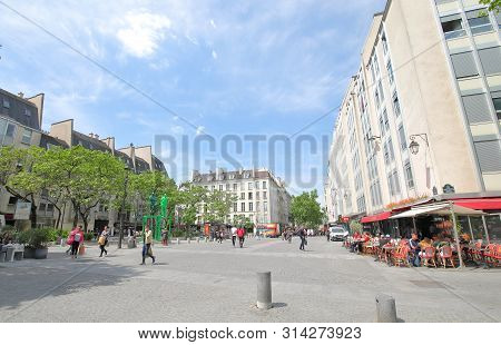 Paris France - May 23, 2019: Unidentified People Visit Palace Georges Pompidou Square Paris France