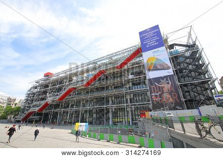 Paris France - May 23, 2019: Unidentified People Visit Centre Pompidou Art Museum Paris France