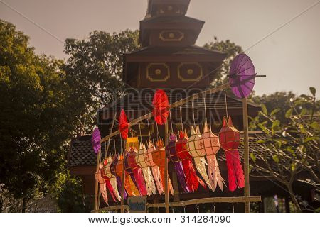 The Wood Temple Of Wat Jom Sawan In The Old Town The City Centre Of Phrae In The North Of Thailand. 