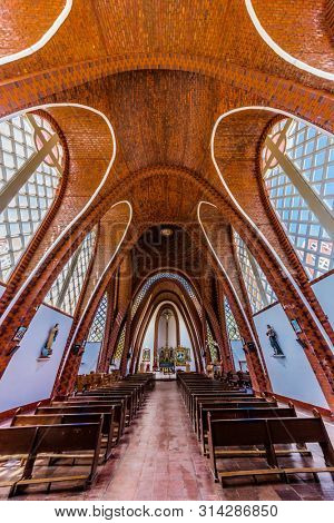Villa De Leyva, Colombia - February 7, 2017 : Iglesia Parroquial Santa Rosa De Lima of Santa Sofia Boyaca in Colombia South America