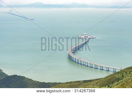 Aerial View Of Hong Kong Zhuhai Macao Bridge