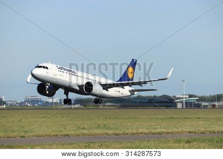 Amsterdam The Netherlands - May 24th, 2019: D-ainf Lufthansa Airbus A320neo Takeoff From Polderbaan 