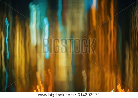 Blurred Abstract Bokeh Background Of City Lights At Night