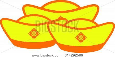 Ancient Chinese Gold Money Ingots For Chinese New Year Decoration Vector
