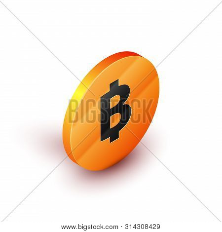Isometric Cryptocurrency Coin Bitcoin Icon Isolated On White Background. Physical Bit Coin. Blockcha