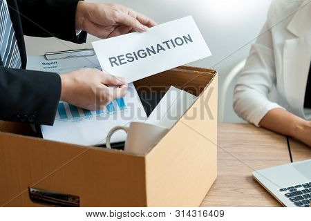 Businessman Sending Resignation Letter To Employer Boss Including About Resignation From Positions A