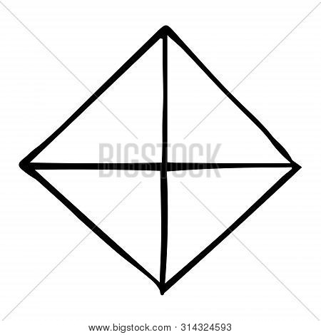 Mechanical Drawing Of Square With Center. Simple Isolated Geometrical Object For Technical Documenta