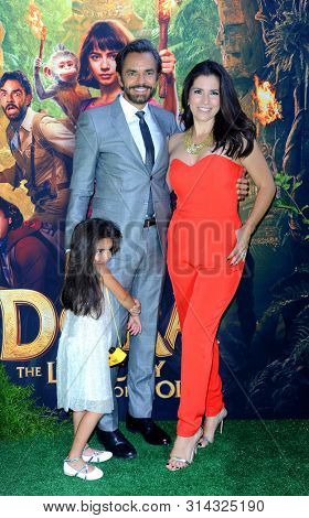 Alessandra Rosaldo, Aitana Derbez and Eugenio Derbez at the Los Angeles premiere of 'Dora And The Lost City Of Gold' held at the Regal Cinemas L.A. Live in Los Angeles, USA on July 28, 2019.