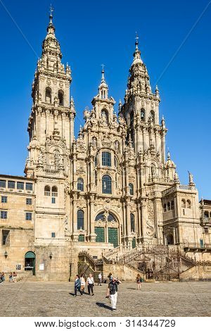Santiago De Compostela,spain - May 14,2019 - Glory Portal Of Cathedral Saint James In Santiago De Co