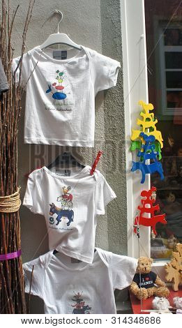 Bremen, Germany - 07 23 2015 - Souvenirs With Town Musicians In Street Schnoor In The Centre Of The 