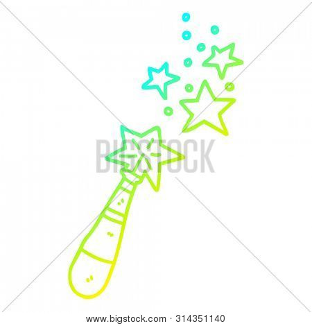 cold gradient line drawing of a cartoon magic wand