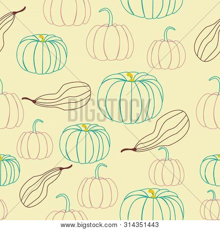 Pink And Green Pumpkins In A Seamless Pattern Design