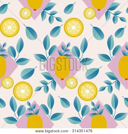 Pretty Lemons In A Seamless Pattern Design