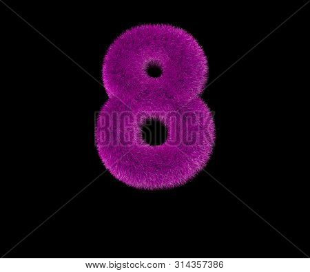 Amusing Luxury Purple Pilose Alphabet Isolated On Black - Number 8, Luxury Concept 3d Illustration O