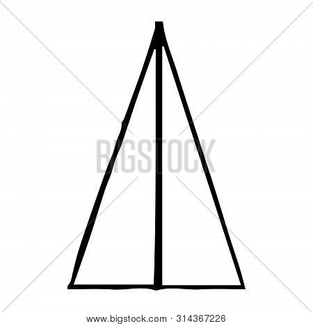 Mechanical Drawing Of Triangle. Simple Isolated Geometrical Object For Technical Documentation, Scho