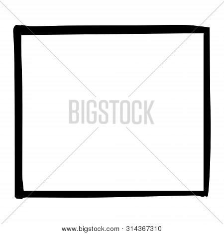 Mechanical Drawing Of Rectangle. Simple Isolated Geometrical Object For Technical Documentation, Sch