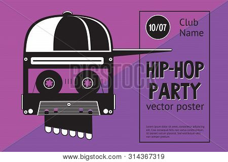 Rap Battle Sign With Skull And Two Microphones. Retro Style Illustration. Hip-hop Party.
