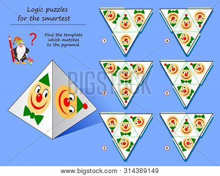 Logic Puzzle Game For Smartest. Need To Find The Template Which Matches To The Pyramid. Printable Pa