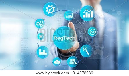 Regtech Regulation Compliance Financial Control Modern Internet Technology Concept On Virtual Screen