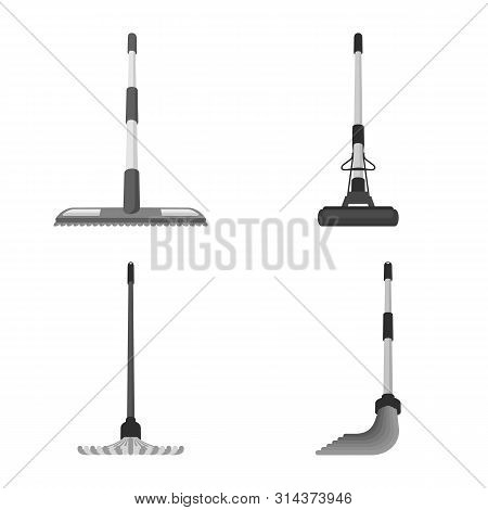 Vector Design Of Tool And Mopping Symbol. Collection Of Tool And Household Vector Icon For Stock.